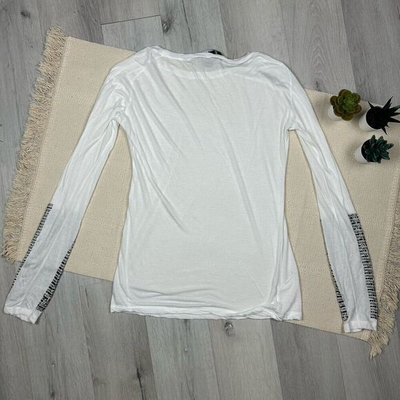 Thomas Wylde White Tunic Top Long Sleeves Embellished Rhinestones White Size S - Picture 2 of 7
